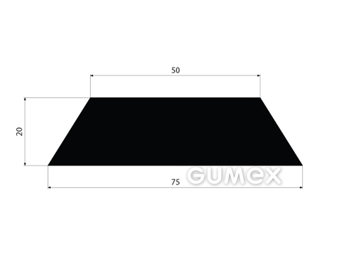 Gumový profil tvaru "lichobežník", 20x75/50mm, 60°ShA, EPDM, -40°C/+100°C, čierna